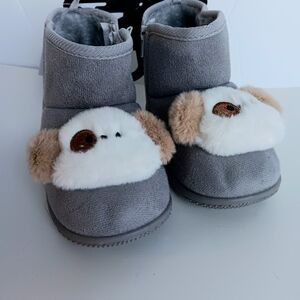Gray Kids Shoes with Cute Animal Design